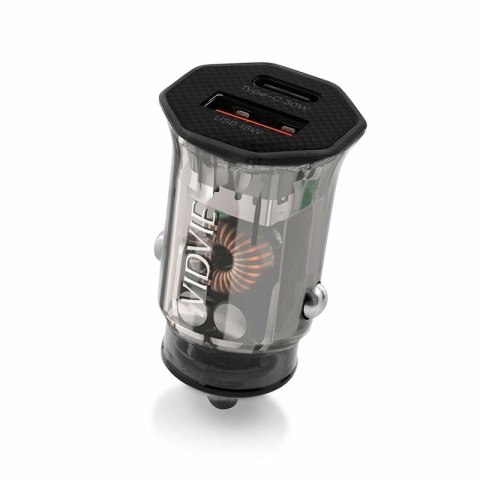 Ładowarka samochodowa VIDVIE CC549 1xUSB + 1xType C + kabel Type C/iPhone 30W czarny