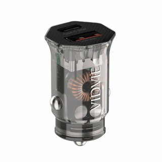 Ładowarka samochodowa VIDVIE CC549 1xUSB + 1xType C + kabel Type C/iPhone 30W czarny
