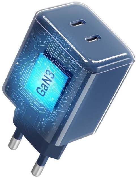 Ładowarka sieciowa Forcell F-Energy GaN III VT-60 60W PD QC 4.0+ 2x USB-C granatowa + kabel USB-C