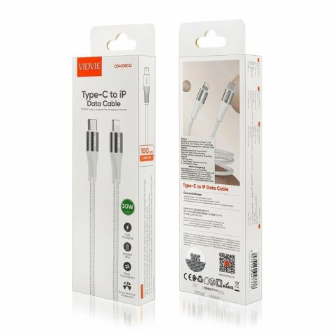 Kabel VIDVIE CB4038 Type C/iPhone 30W, 1m biały