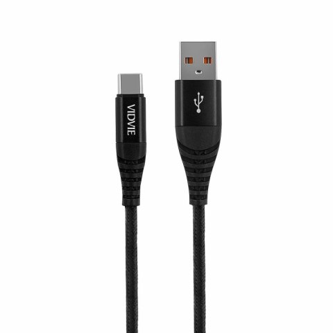 Kabel VIDVIE CB491 NYLON USB/Type C 2.4A, 2m czarny