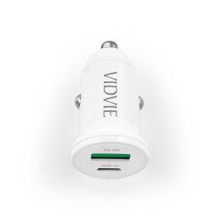 Ładowarka samochodowa VIDVIE CC532 1xUSB + 1xType C 30W biały