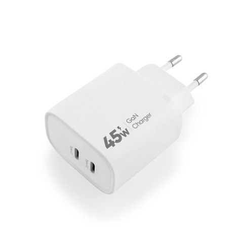 Ładowarka sieciowa VIDVIE PLE261 2xType-C + kabel Type-C/Type-C 3A 45W GaN biały
