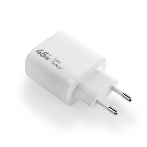 Ładowarka sieciowa VIDVIE PLE261 2xType-C + kabel Type-C/Type-C 3A 45W GaN biały