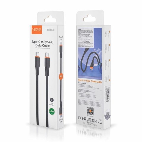 Kabel VIDVIE CB4031 Type C/Type C 60W, 1m czarny