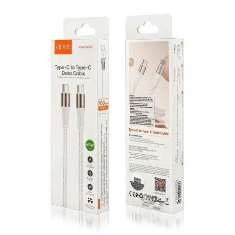 Kabel VIDVIE CB4038 Type C/Type C 60W, 1m biały