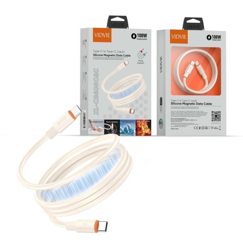 Kabel VIDVIE CB408 Type C/Type C 100W, 1.2m beżowy