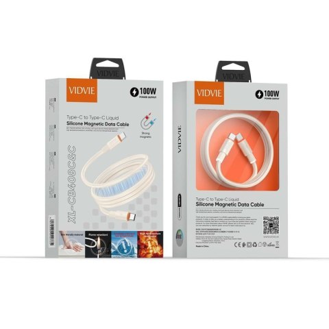 Kabel VIDVIE CB408 Type C/Type C 100W, 1.2m beżowy