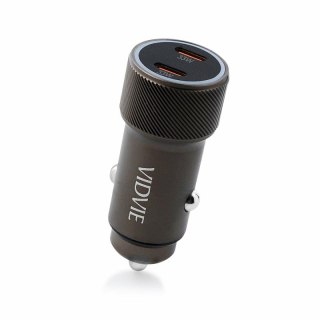 Ładowarka samochodowa VIDVIE CC543 2xType-C + kabel Type-C/Type-C 30W szary