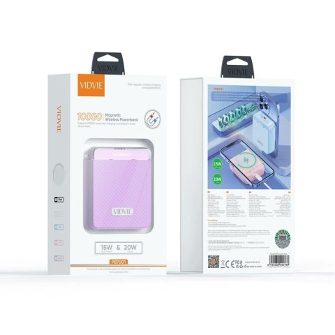 Powerbank VIDVIE PB7001 Magnetyczny 10 000 mAh fioletowy