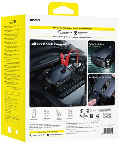POWERBANK BOOSTER Baseus Super Energy Max Jump Starter 20000mAh 12V 2000A