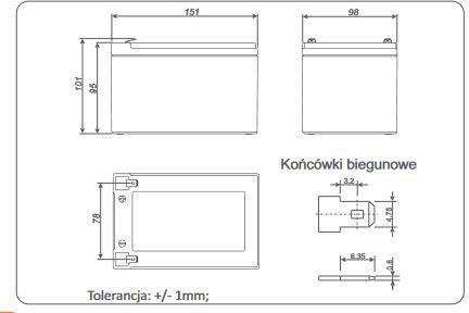 Akumulator AGM ALARMTEC serii BP 12V 12Ah