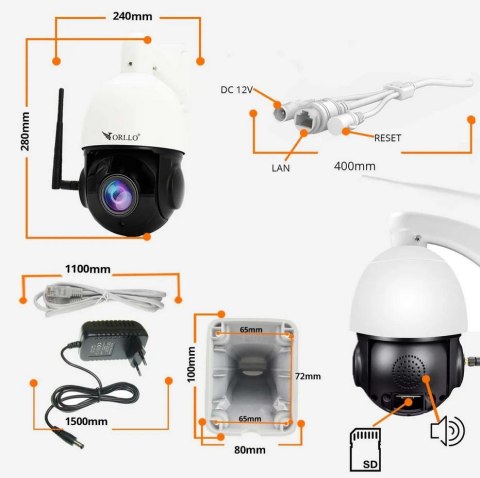 Kamera IP ORLLO Z10 WiFi POE z panelem fotowoltaicznym SM6030 PRO
