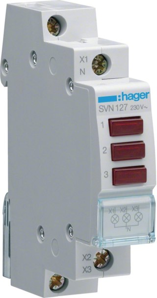 Lampka sygnalizacyjna, 230V AC, 3 x Czerwony LED HAGER SVN127
