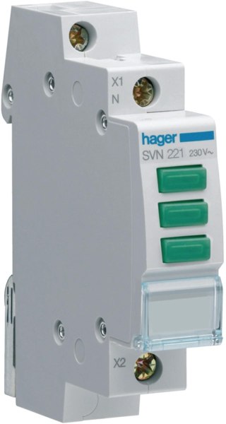 Lampka sygnalizacyjna, 230V AC, 3 x Zielony LED HAGER SVN221