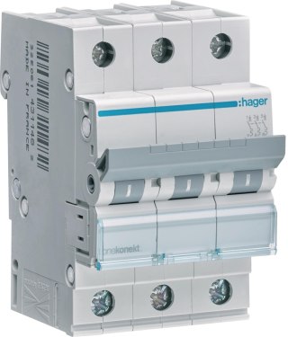 Wyłącznik nadprądowy 6kA , B, 20A, 3P, B20 Hager MBN320E