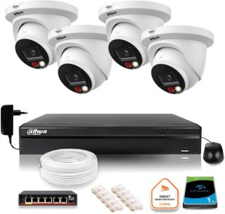 Zestaw monitoringu IP Dahua 8mpx 4K 4 kamery IPC-HDW2849TM-S-IL z dyskiem
