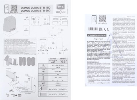 Zestaw BFT DEIMOS ULTRA BT B600 EE KIT do 600kg bram przesuwnych