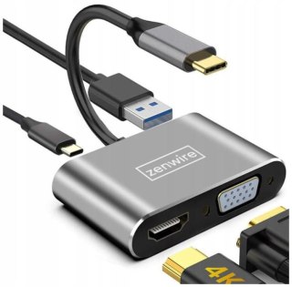 ADAPTER HUB Przejściówka USB-C 4W1 HDMI 4K VGA USB Zenwire BYL-2310