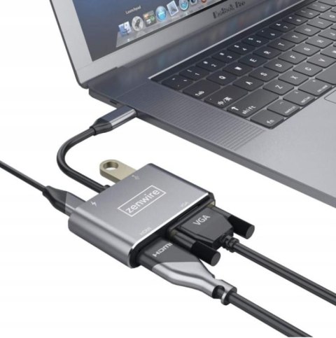 ADAPTER HUB Przejściówka USB-C 4W1 HDMI 4K VGA USB Zenwire BYL-2310