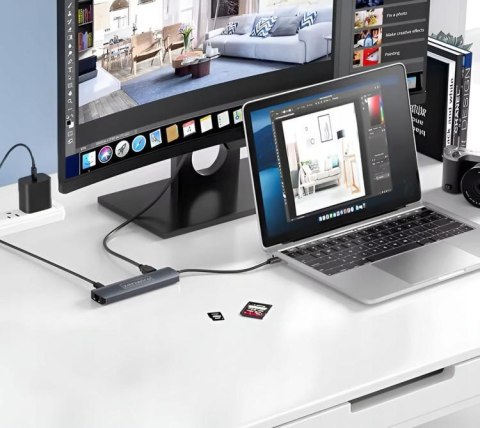 HUB USB-C Przejściówka ADAPTER 8w1 HDMI 2.0 4K 60 Hz Gigabit Ethernet 1000 Mbps Zenwire HUB81