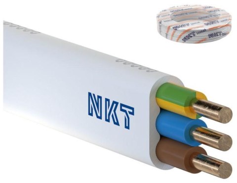 Przewód elektryczny drut płaski YDYp 450/750V 4x1,5mm2 NKT biały 100m
