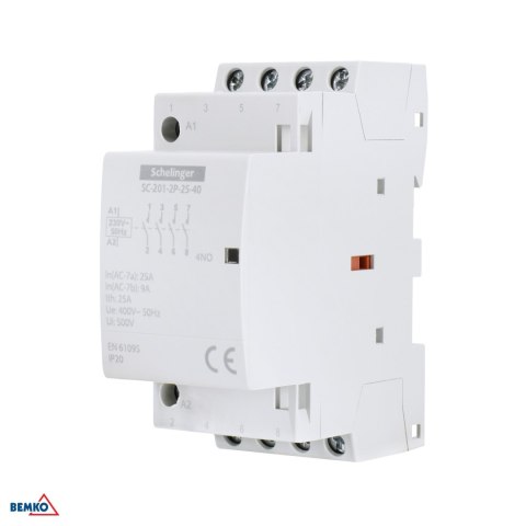 Stycznik modułowy SC201 2P 25A TYP 40 (4NO + 0NC) SCHELINGER