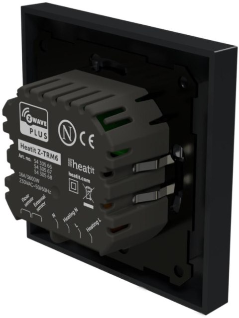 Termostat Heatit Z-TRM6 Black Matt Z-Wave Thermostat 3600W 16A 868,4 Mhz