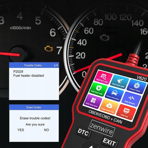 Interfejs Tester Skaner Diagnostyczny OBD2 ELM327 CAN Zenwire V620
