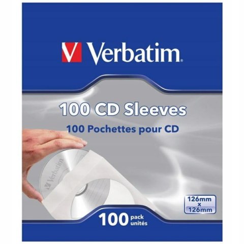 Koperty na CD/DVD Verbatim biały, z okienkiem, (100szt)