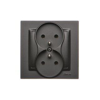 KONTAKT SIMON 10 CZARNY MAT GNIAZDO Z/U 2X ZACISKI ŚRUBOWE 16A 250V