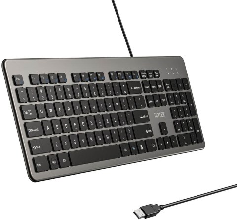 Klawiatura przewodowa Unitek SlimTap USB-A, szara