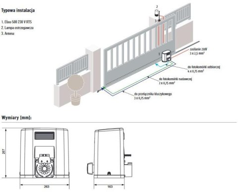 Zestaw Somfy Elixo 3S+ M IO Standard Pack do 600kg bram przesuwnych