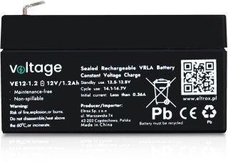 Akumulator AGM Voltage 12V 1,2Ah VE12-1.2 (Żywotność 6-9 lat)