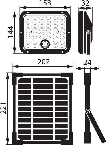 NAŚWIETLACZ SOLARNY LED BEMKO SOLPAR 10W 1500LM 3000/4000K IP65 CZARNY CZ. PIR