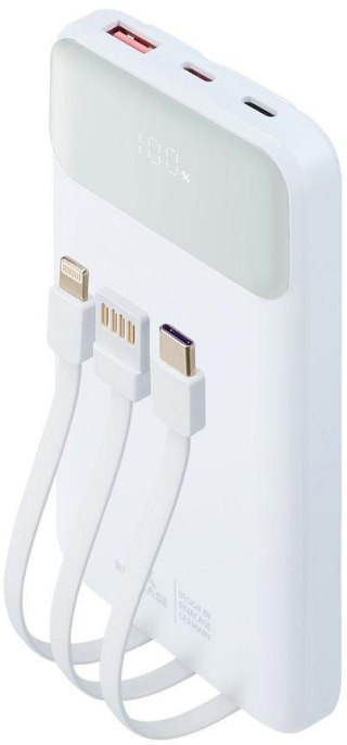Powerbank Rivacase 10000mAh 22.5W PD 2x USB-C 1x USB-A VA2211 biały + kabel USB-C i Lightning