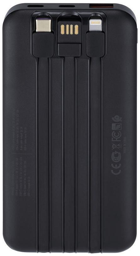 Powerbank Rivacase 10000mAh 22.5W PD 2x USB-C 1x USB-A VA2211 czarny + kabel USB-C i Lightning