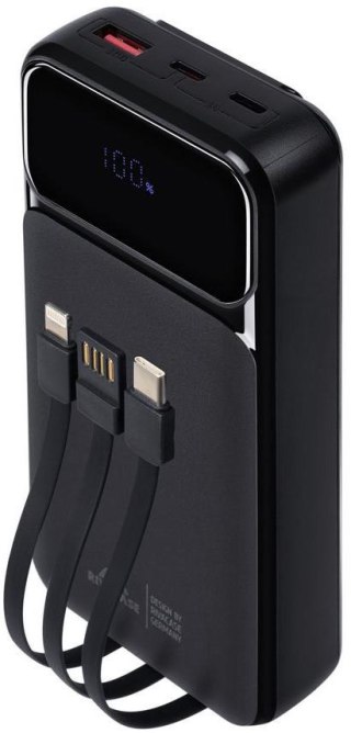 Powerbank Rivacase 20000mAh 22.5W PD 2x USB-C 1x USB-A VA2221 czarny + kabel USB-C i Lightning