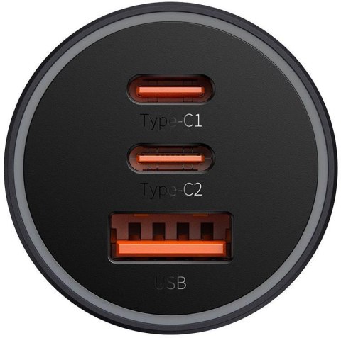 Ładowarka samochodowa Baseus Golden Contractor Pro CGJP010013 65 W 2x USB-C 1x USB-A ciemnoszara