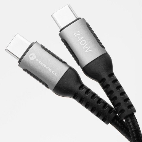 KABEL USB-C / USB-C Forcell F-Energy Cafule 200 cm 240 W 5A PD QC 4.0 CZARNY W OPLOCIE