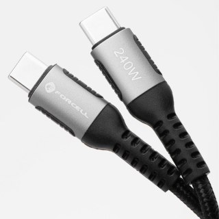 KABEL USB-C / USB-C Forcell F-Energy Cafule 50 cm 240 W 5A PD QC 4.0 CZARNY W OPLOCIE