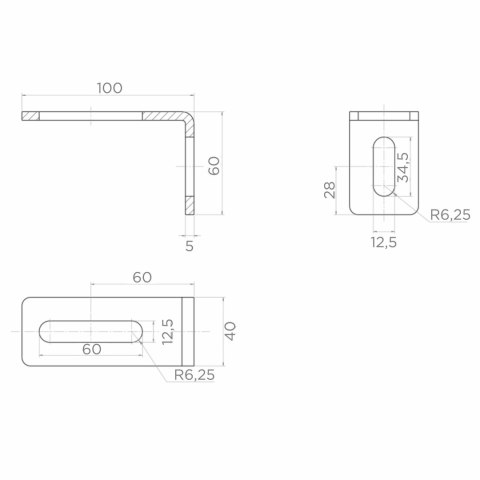 Kątownik PSG 60.041.7016 rolki prowadzącej 100x60mm, antracytowy RAL7016
