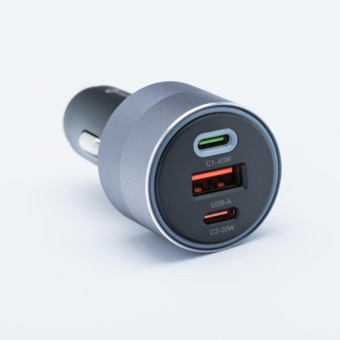 ŁADOWARKA SAMOCHODOWA Forcell F-Energy 65 W 2x USB-C 1x USB-A PD 3.0 QC 4.0 SZARA
