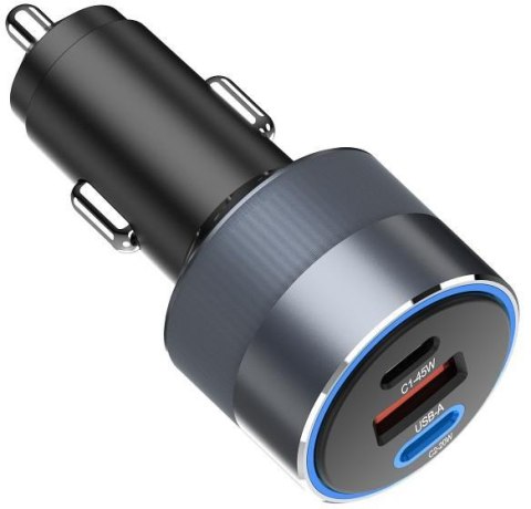 ŁADOWARKA SAMOCHODOWA Forcell F-Energy 65 W 2x USB-C 1x USB-A PD 3.0 QC 4.0 SZARA