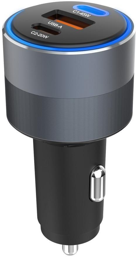 ŁADOWARKA SAMOCHODOWA Forcell F-Energy 65 W 2x USB-C 1x USB-A PD 3.0 QC 4.0 SZARA