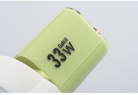 ŁADOWARKA SIECIOWA Forcell F-Energy GaN III VT-41 33 W 1x USB-C 1x USB-A PD 3.0 QC 4.0 ZIELONA