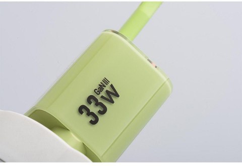 ŁADOWARKA SIECIOWA Forcell F-Energy GaN III VT-41 33 W 1x USB-C 1x USB-A PD 3.0 QC 4.0 ZIELONA