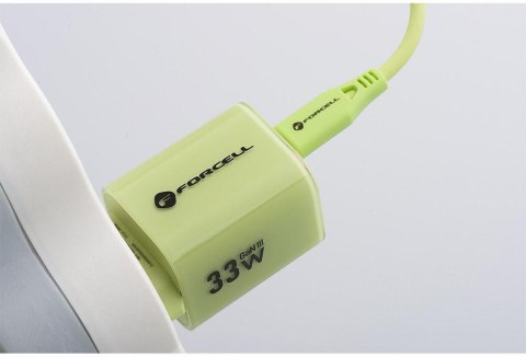 ŁADOWARKA SIECIOWA Forcell F-Energy GaN III VT-41 33 W 1x USB-C 1x USB-A PD 3.0 QC 4.0 ZIELONA