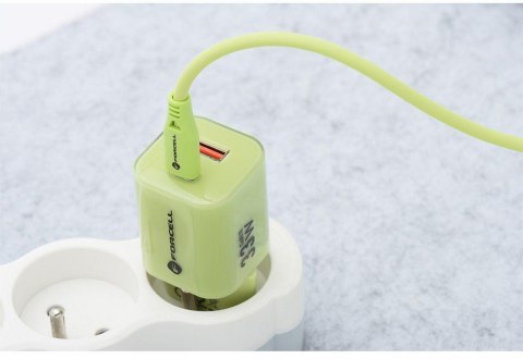 ŁADOWARKA SIECIOWA Forcell F-Energy GaN III VT-41 33 W 1x USB-C 1x USB-A PD 3.0 QC 4.0 ZIELONA