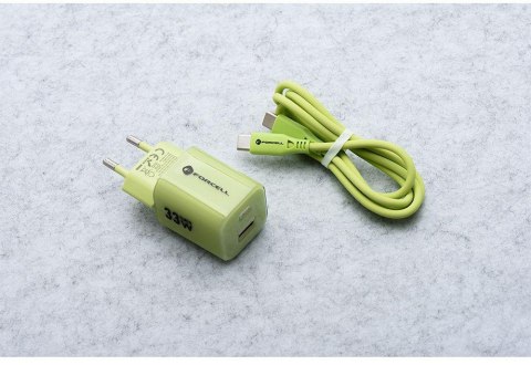 ŁADOWARKA SIECIOWA Forcell F-Energy GaN III VT-41 33 W 1x USB-C 1x USB-A PD 3.0 QC 4.0 ZIELONA
